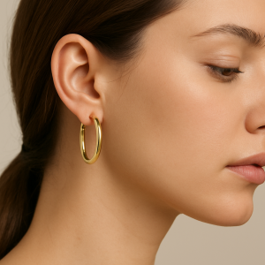 Stainless Steel Gold-Plated Hoop Earrings