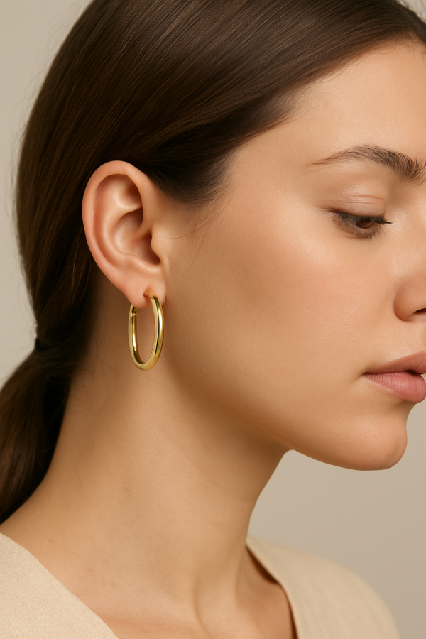 Stainless Steel Gold-Plated Hoop Earrings