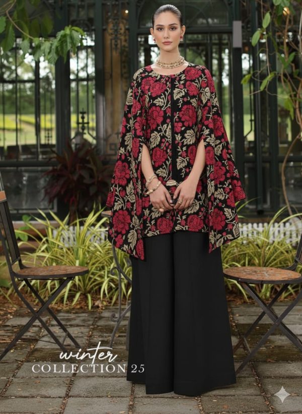 “Black Rose Charm – Ellegence Karandi Winter 3 Piece”