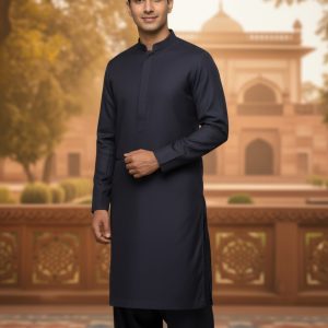 Gul Ahmed Premium Wash & Wear – Navy Blue Unstitched Fabric