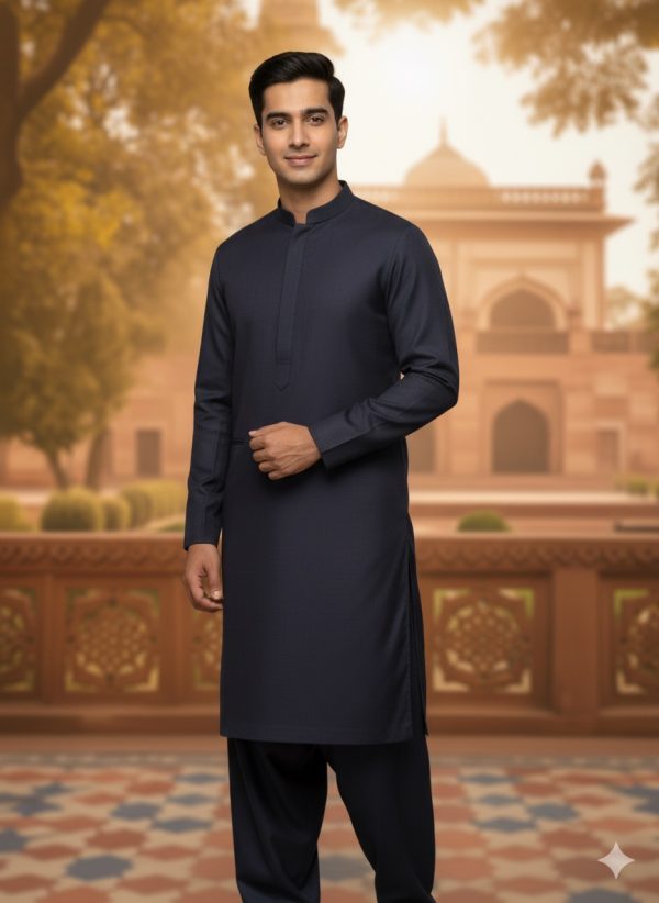 Gul Ahmed Premium Wash & Wear – Navy Blue Unstitched Fabric